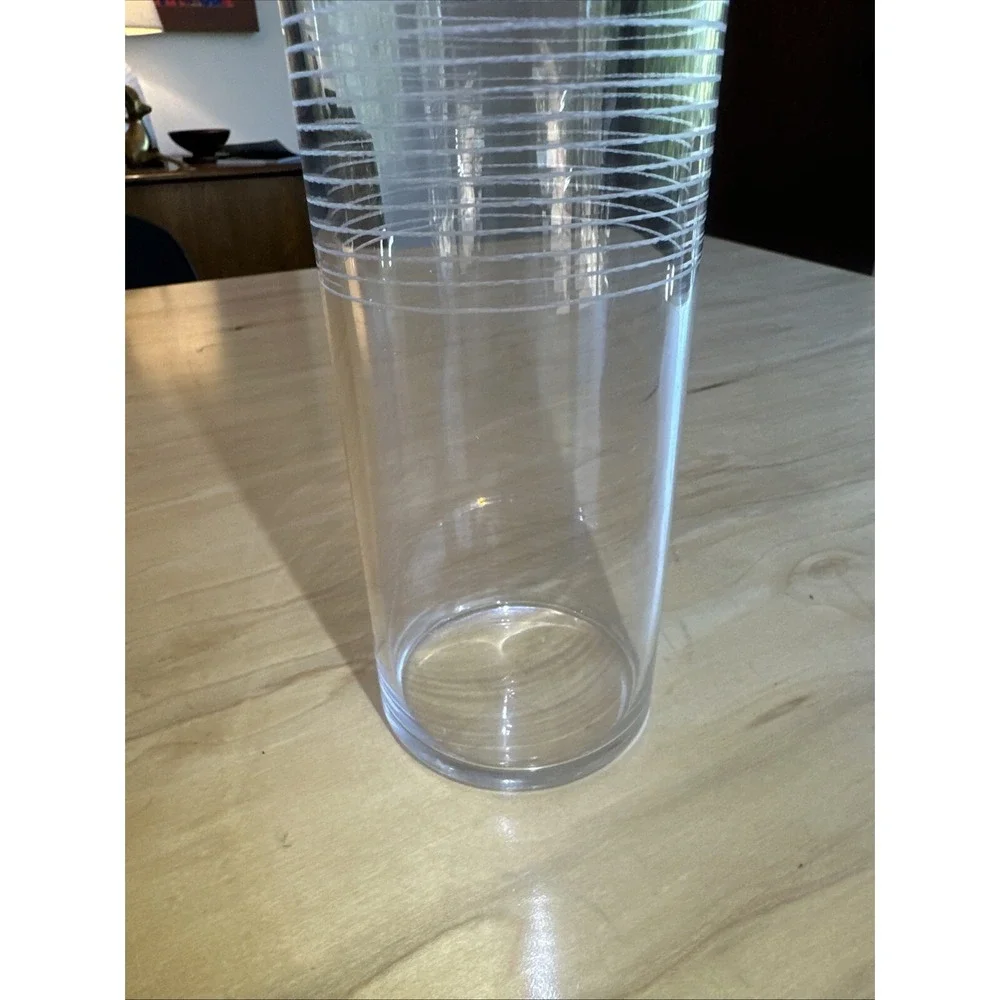 Vintage 70's MCM‎ Delicate Striped Clear Glass Cocktail Decanter Striped Pitcher